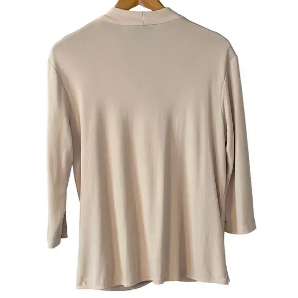 M.M. LAFLEUR The Deneuve Wrap Knit Crepe Creme Top Plus Size +1 - Picture 6 of 9